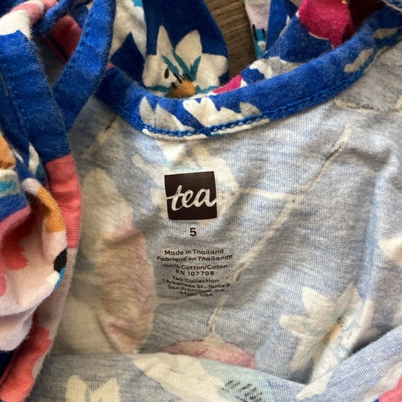 5T Tea Collection Blue Floral Flower Girls Jumpsuit One Piece - Picture 6 of 6